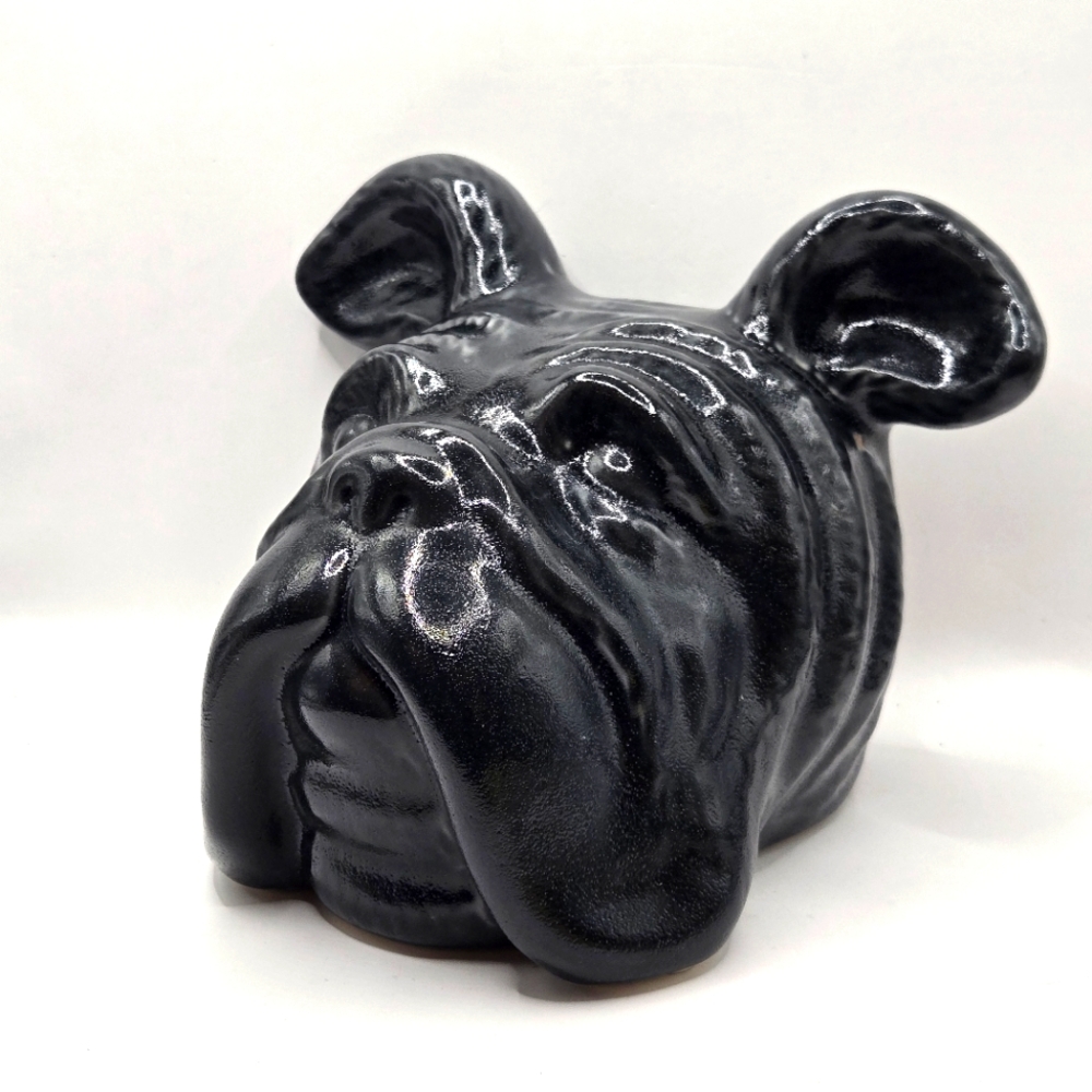 Bulldog Head Bust 1 Book End Porcelain Figurine Decor Ceramic Art Van Design 6"H